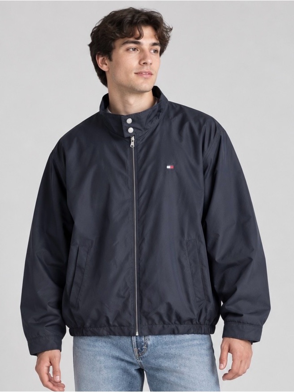 Tommy Hilfiger Navy Zip-Front Windbreaker Jacket